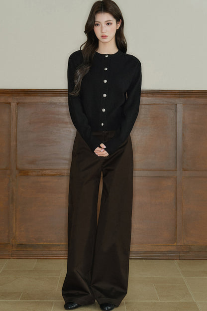 Pantalon taille basse à jambes larges