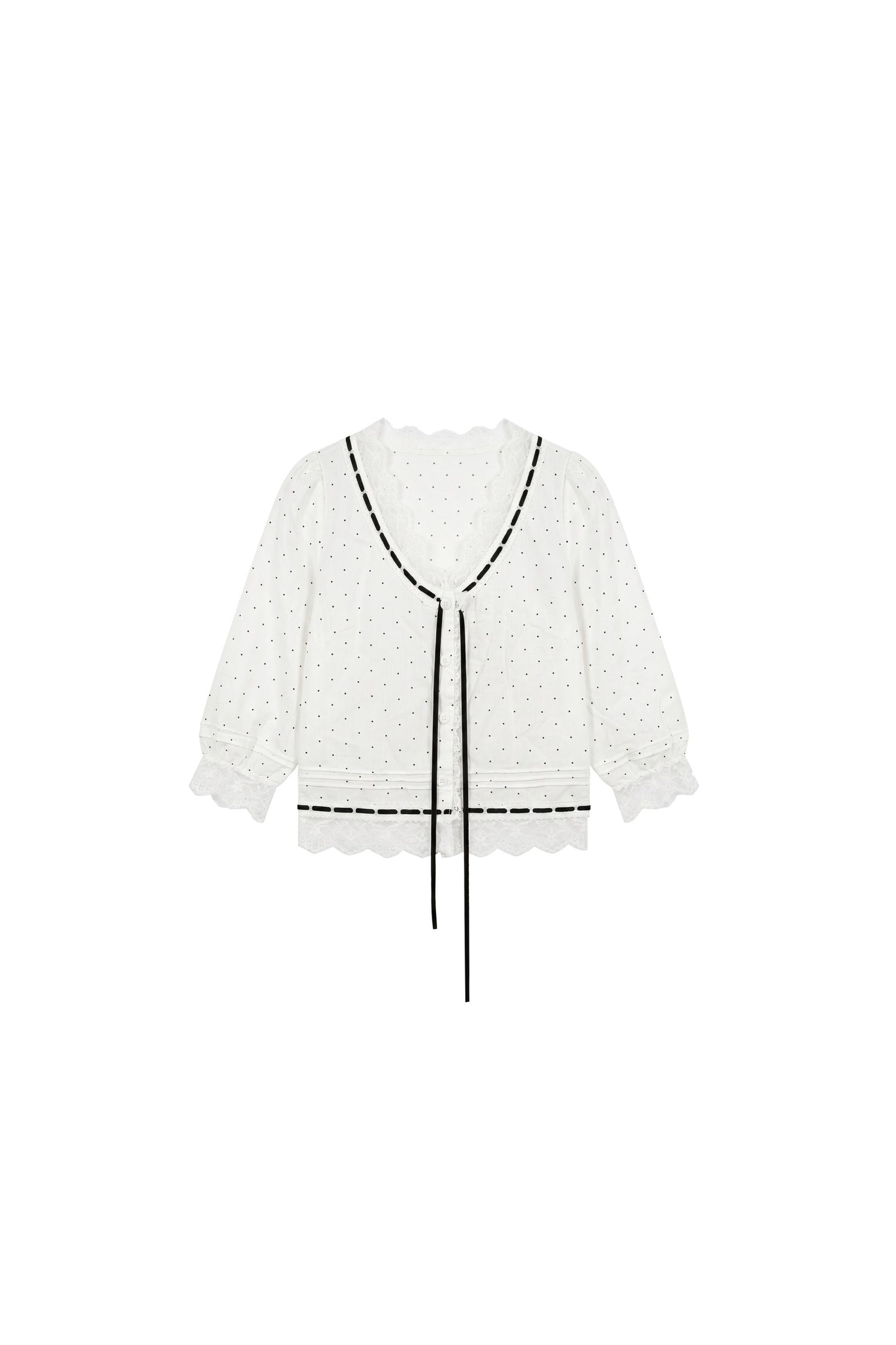 Lyocell Polka Dot Lace Blouse