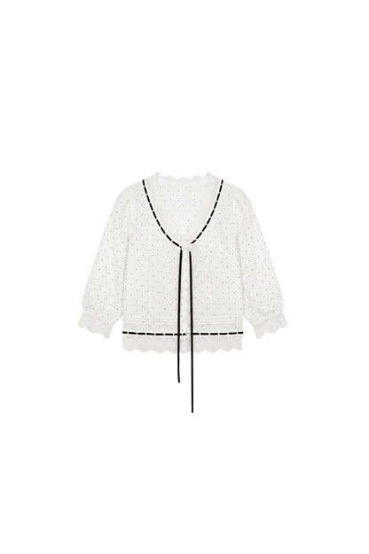 Lyocell Polka Dot Lace Blouse