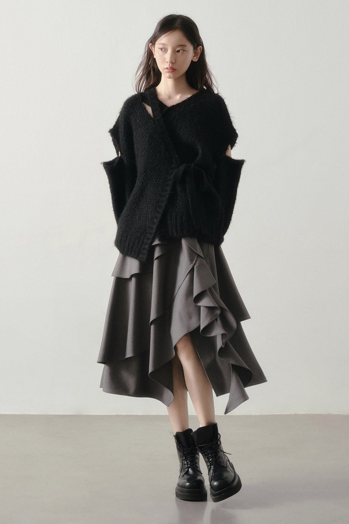 V-Neck Tie-Up Knit Sweater