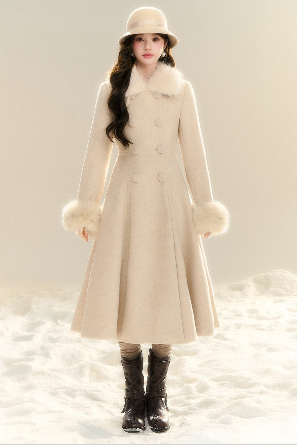 Oatmeal Camel Hepburn Style Long Coat