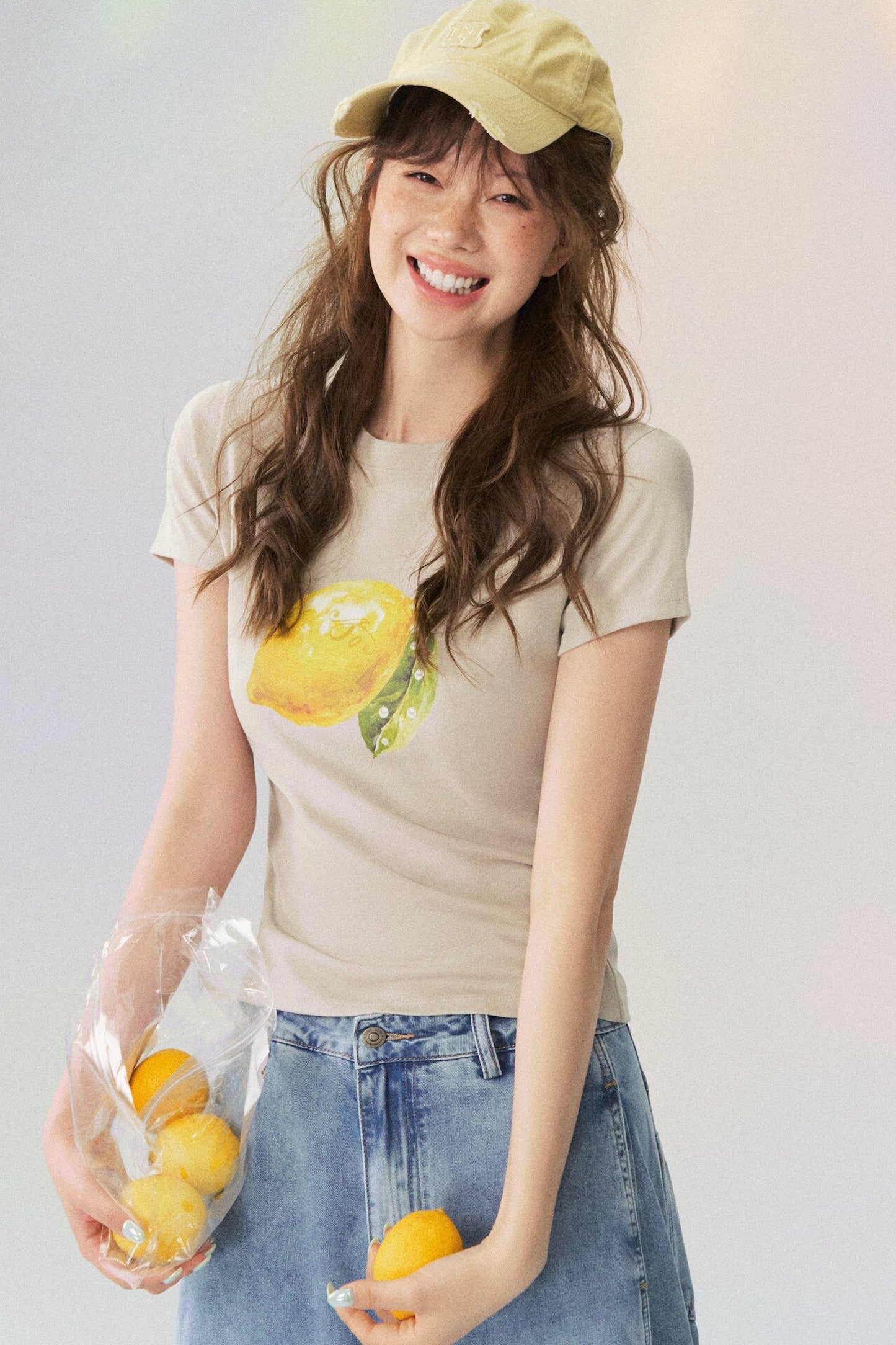 Lemon Print Short-Sleeved Blouse