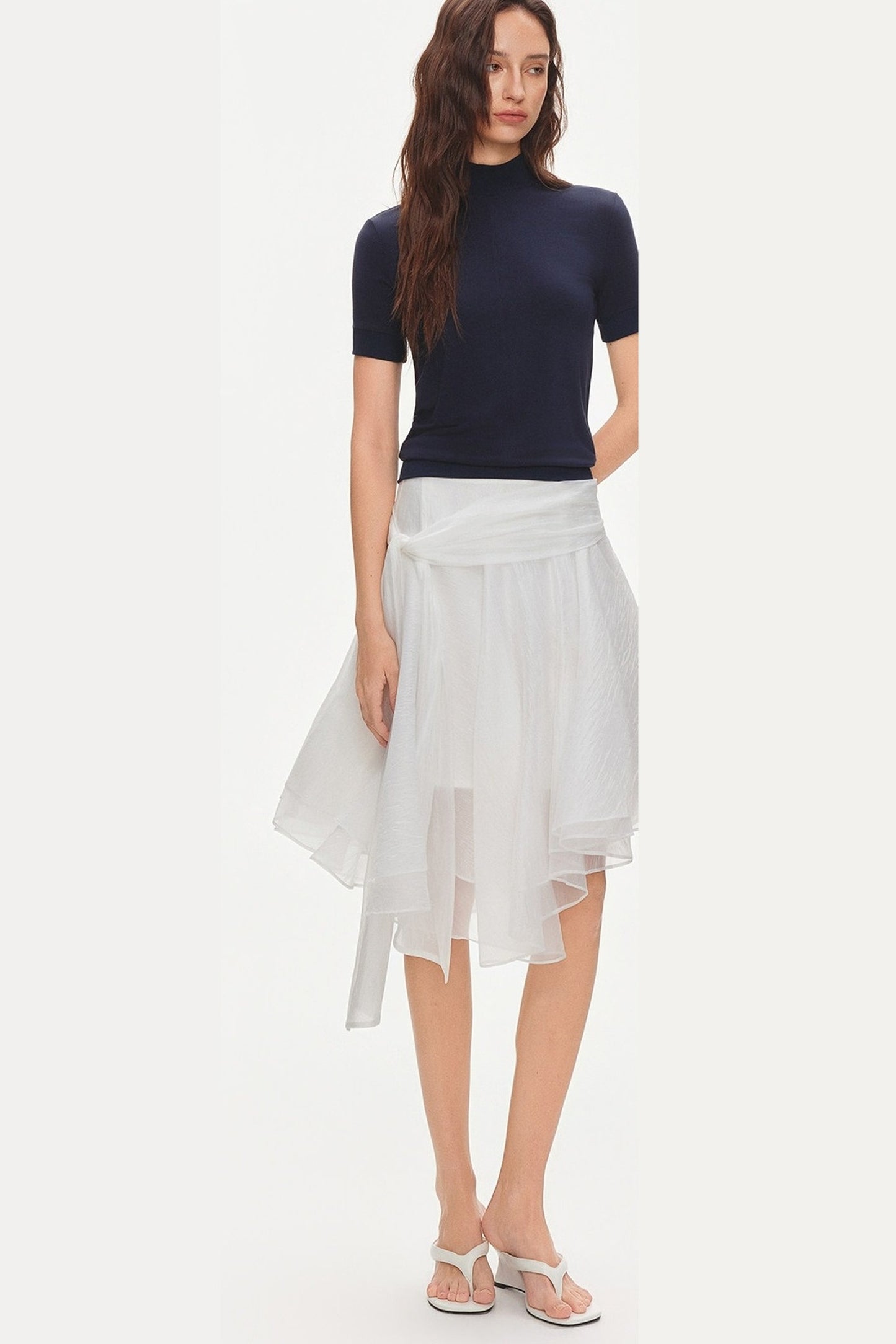 Tencel-Modal-Bluse mit halbhohem Kragen
