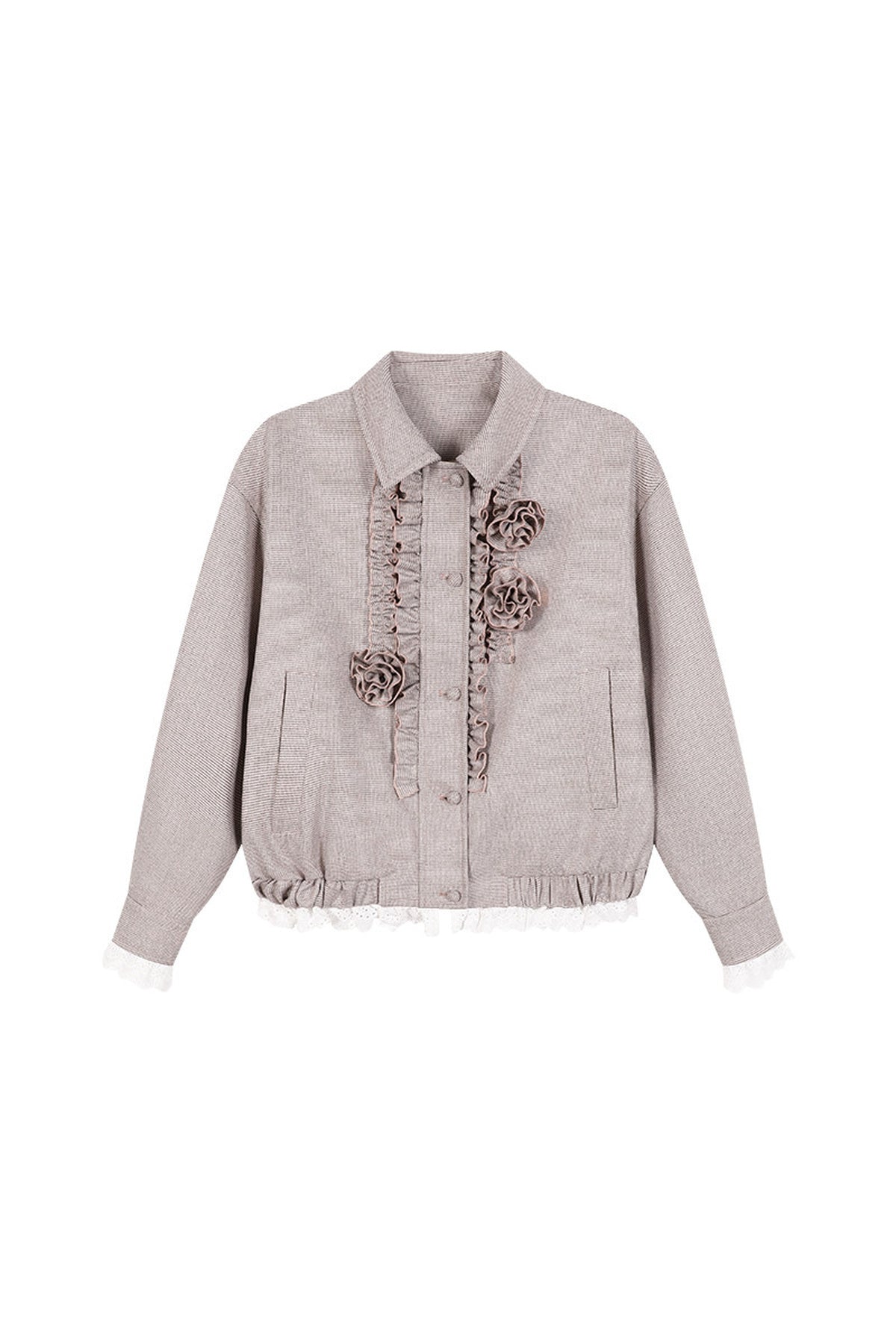 3D Rose Patchwork Ruffle Jacket