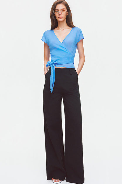 Tencel Linen Cotton Wide-Leg Trousers