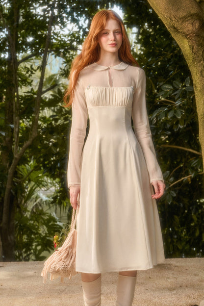 Satin Tencel Lapel Dress