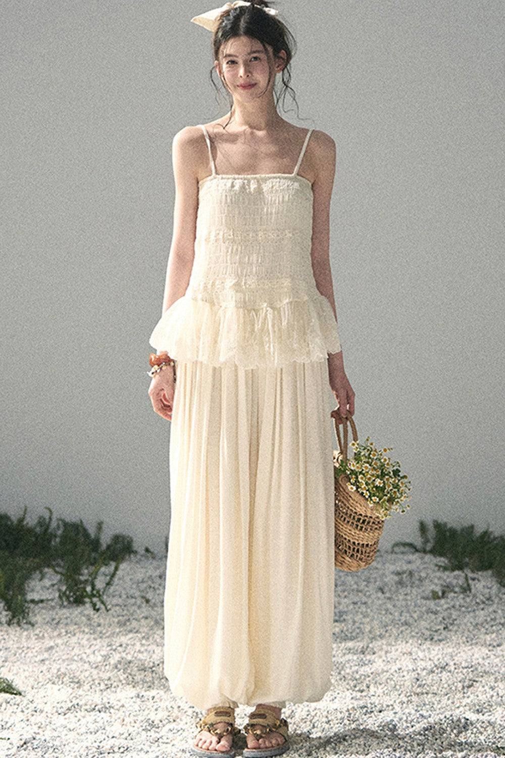 French Lace Summer Top and Pants Set