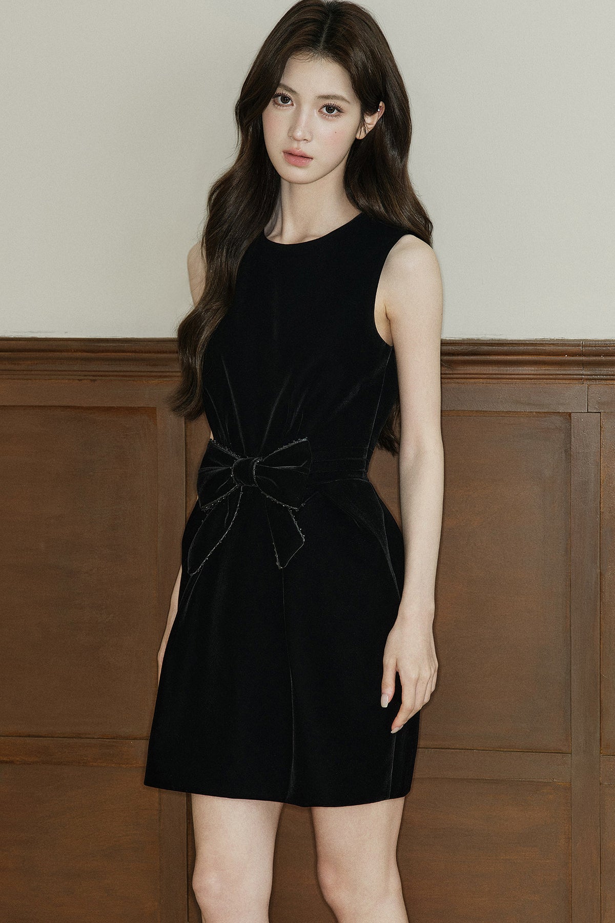 Bow Velvet A-Line Dress