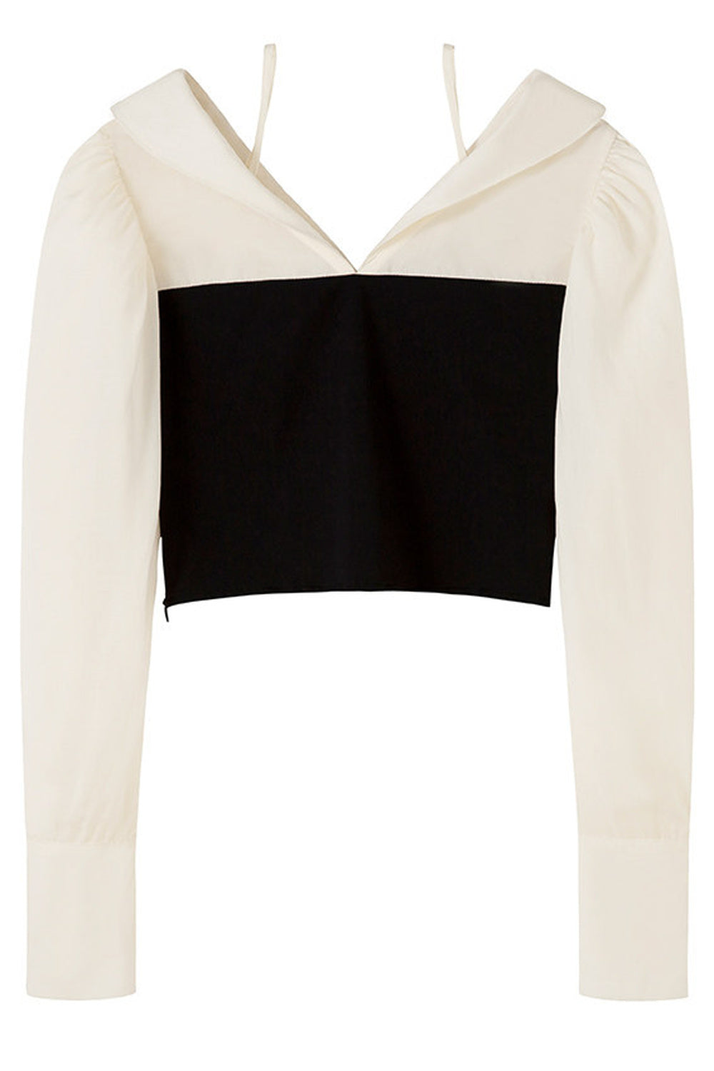 Black and White Color-Block Blouse