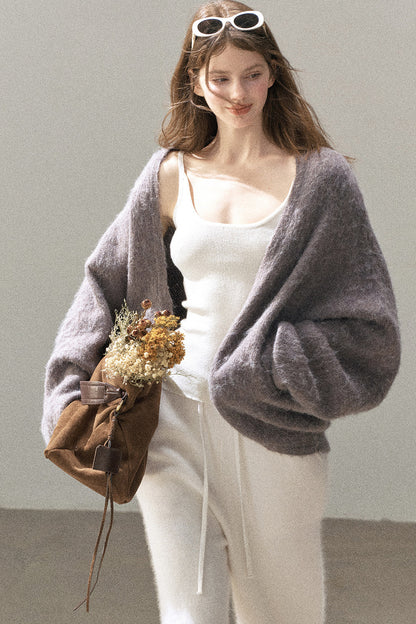 Shawl Wool Sweater And Camisole Set-Up