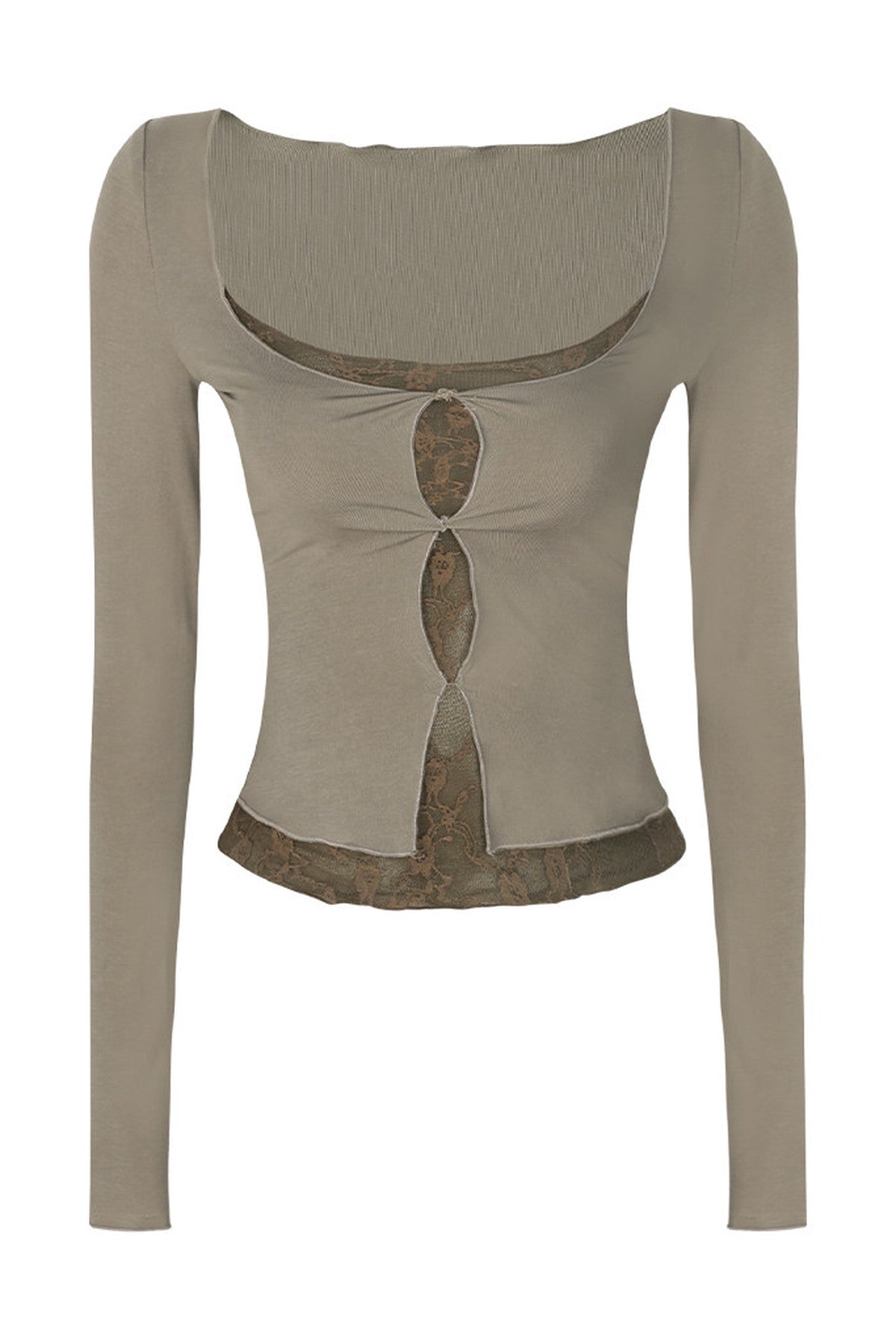 Layered-Look Hollow Out Long Sleeve Top