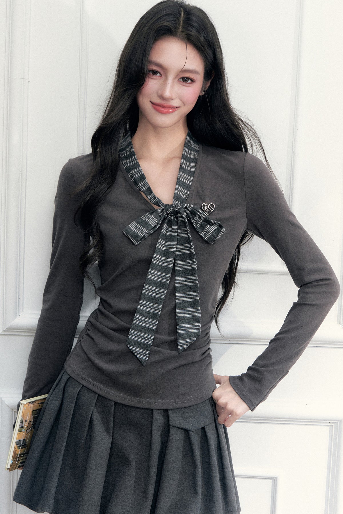 Bow Tie Knit Top and Skirt Set-Up