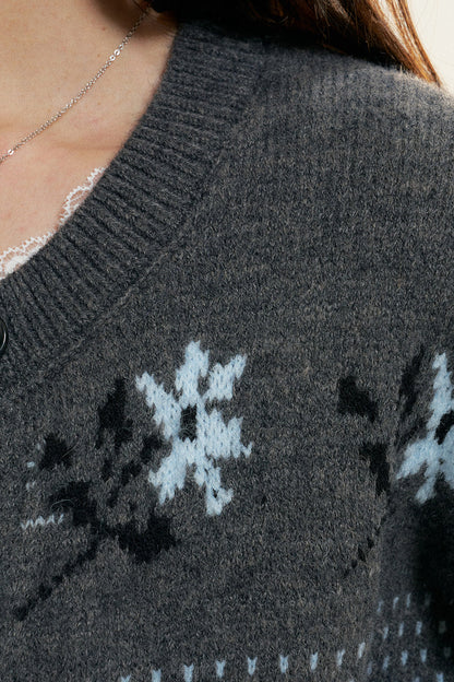 Fair Isle Jacquard Knit Cardigan