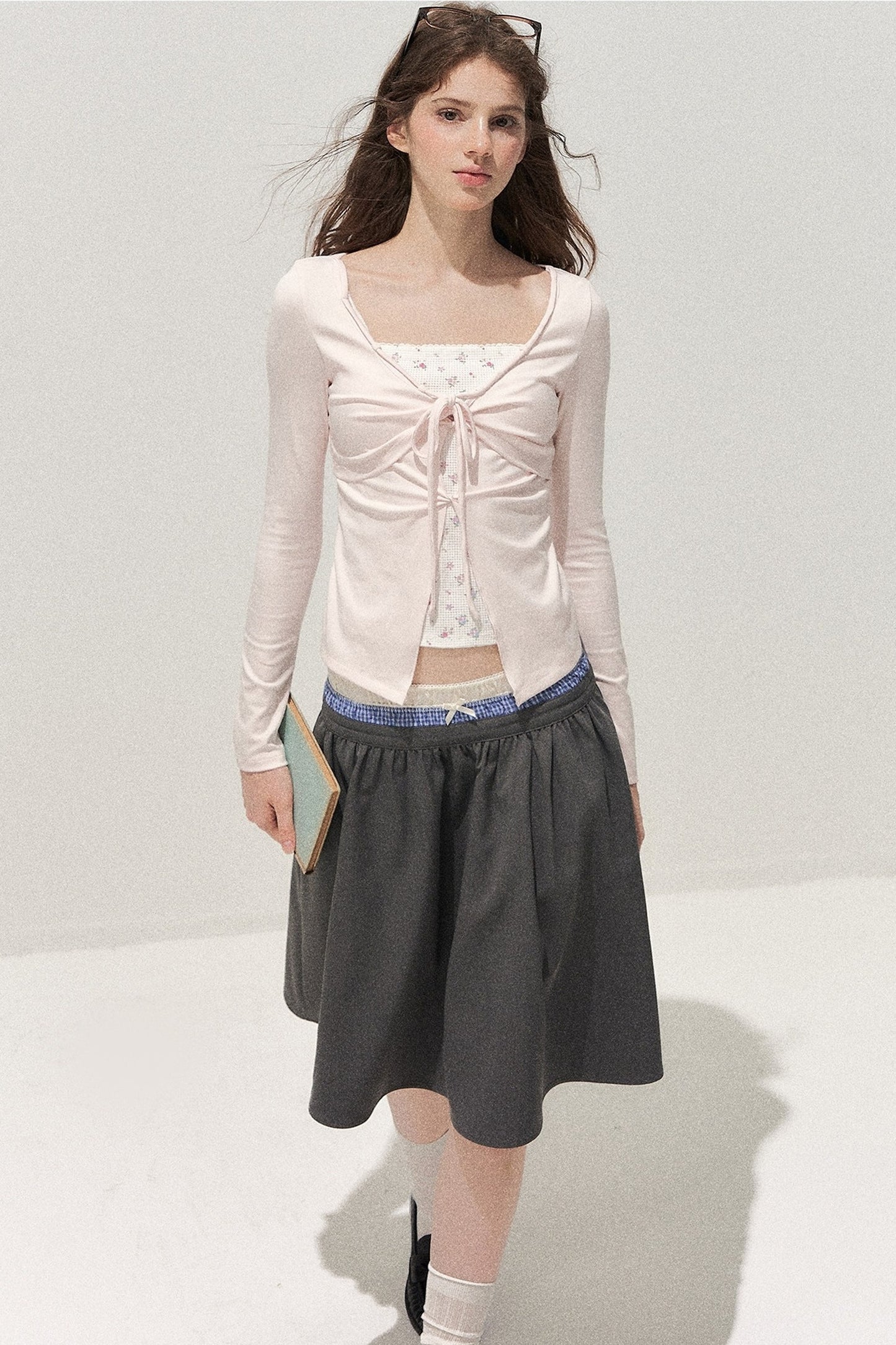 Floral Knot Tie Long Sleeve T-Shirt