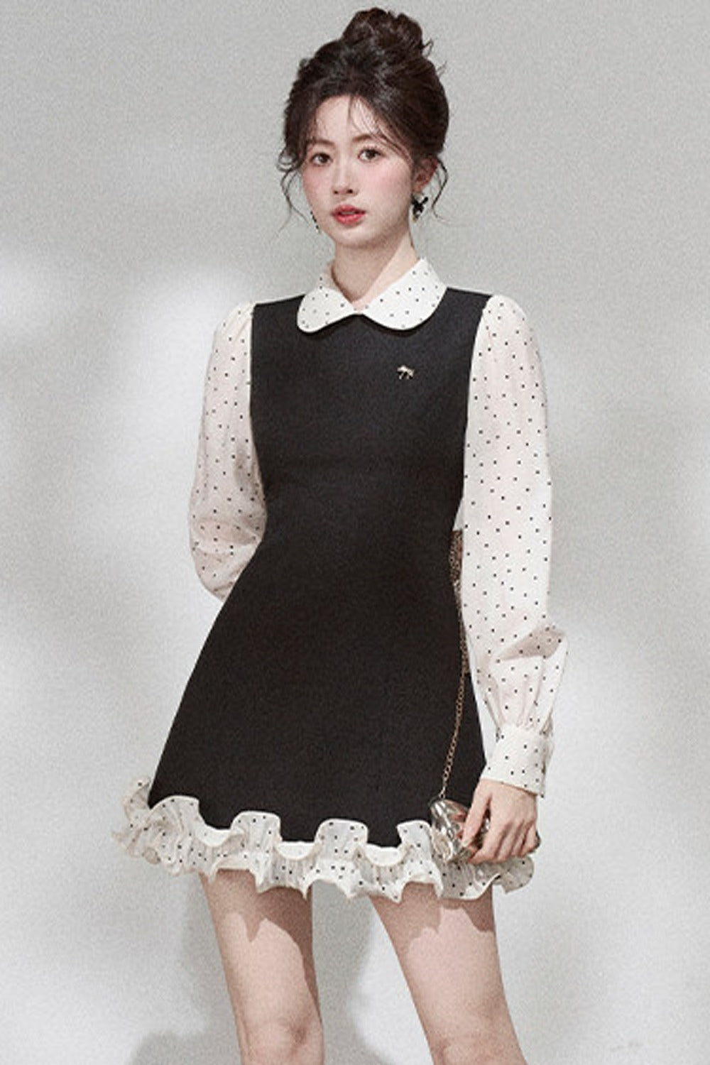 Doll Collar Layered-Look Dress