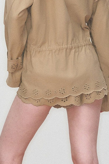 3D Embroidered Drawstring Jacket