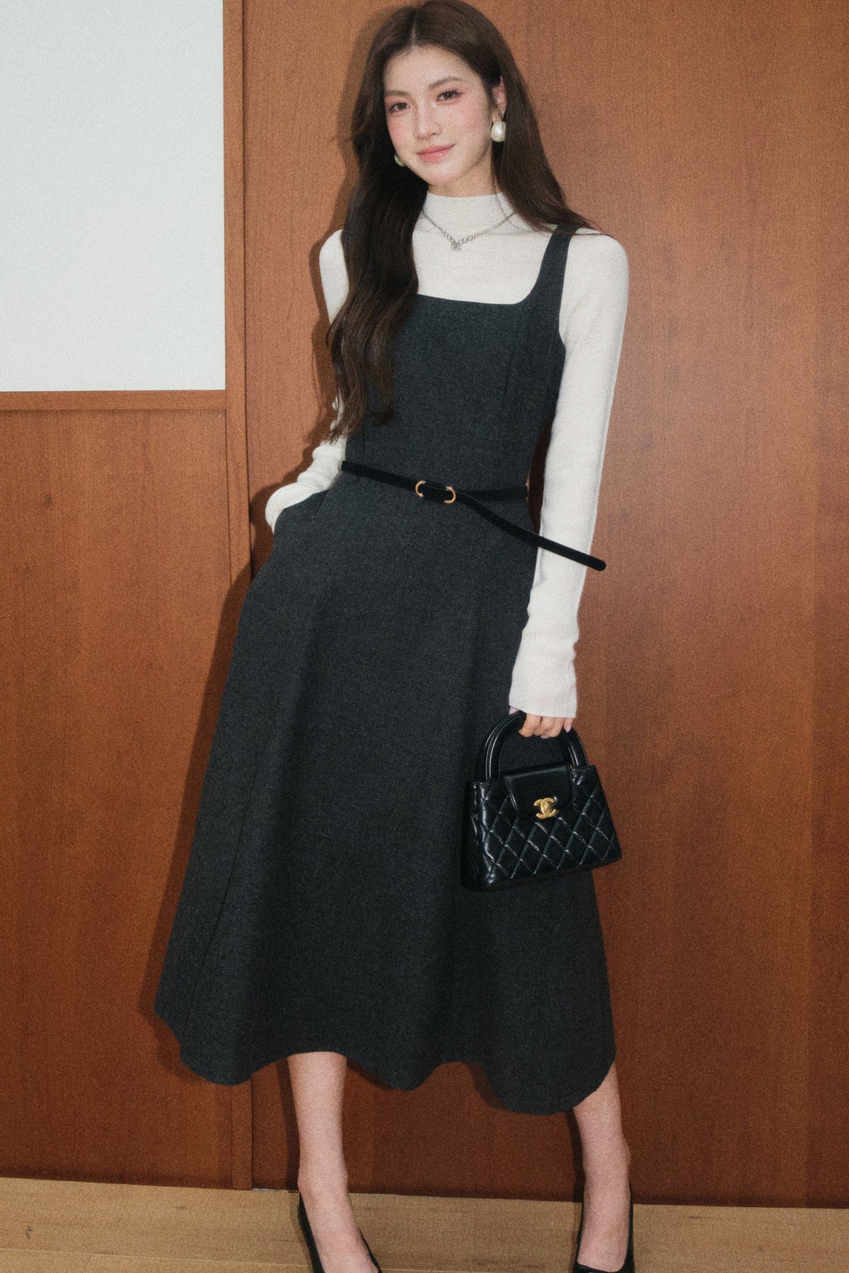 Gray Wool Dress and Small Jacket Set-Up