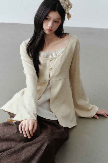 Long Sleeve Cashmere Cotton T-Shirt