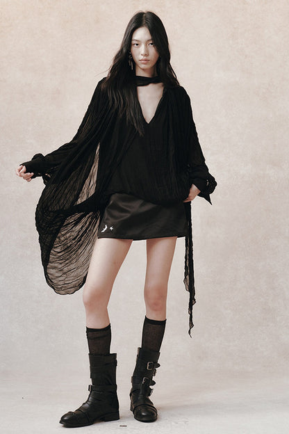Irregular Pleated Layered Blouse