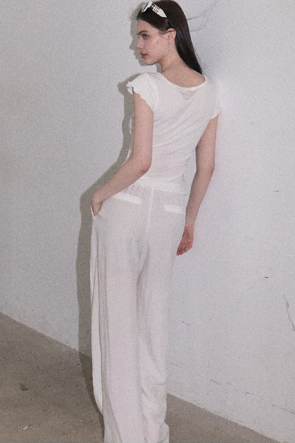 Lyocell Linen Wide-Leg Pants