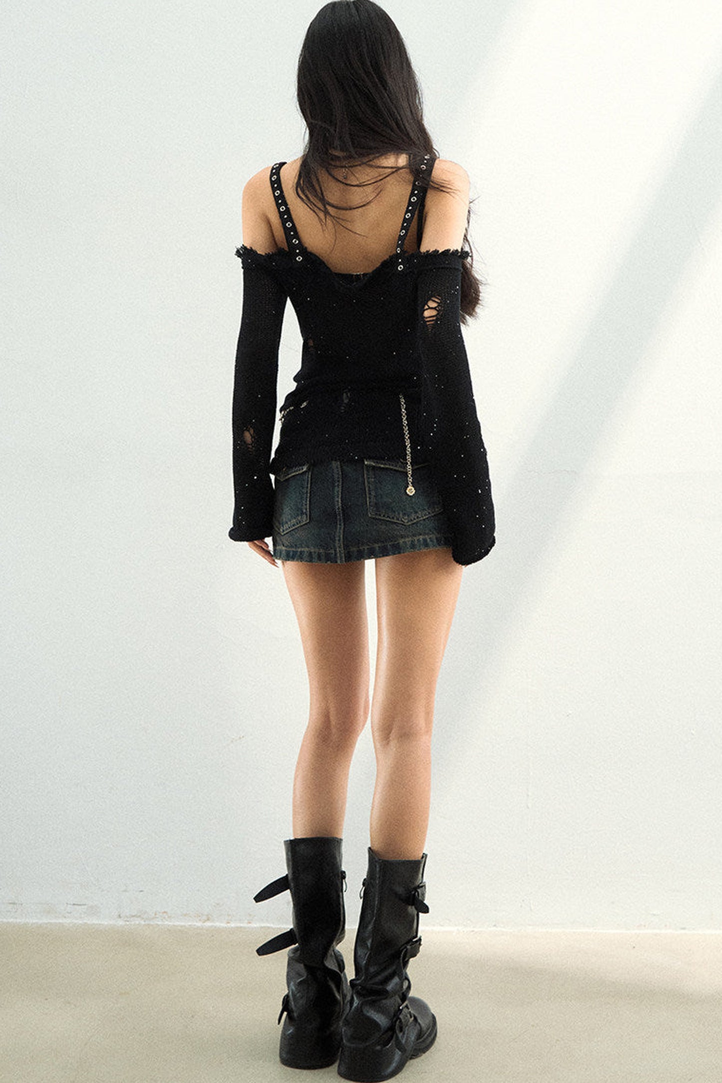 Distressed Raw Edge Knit Top