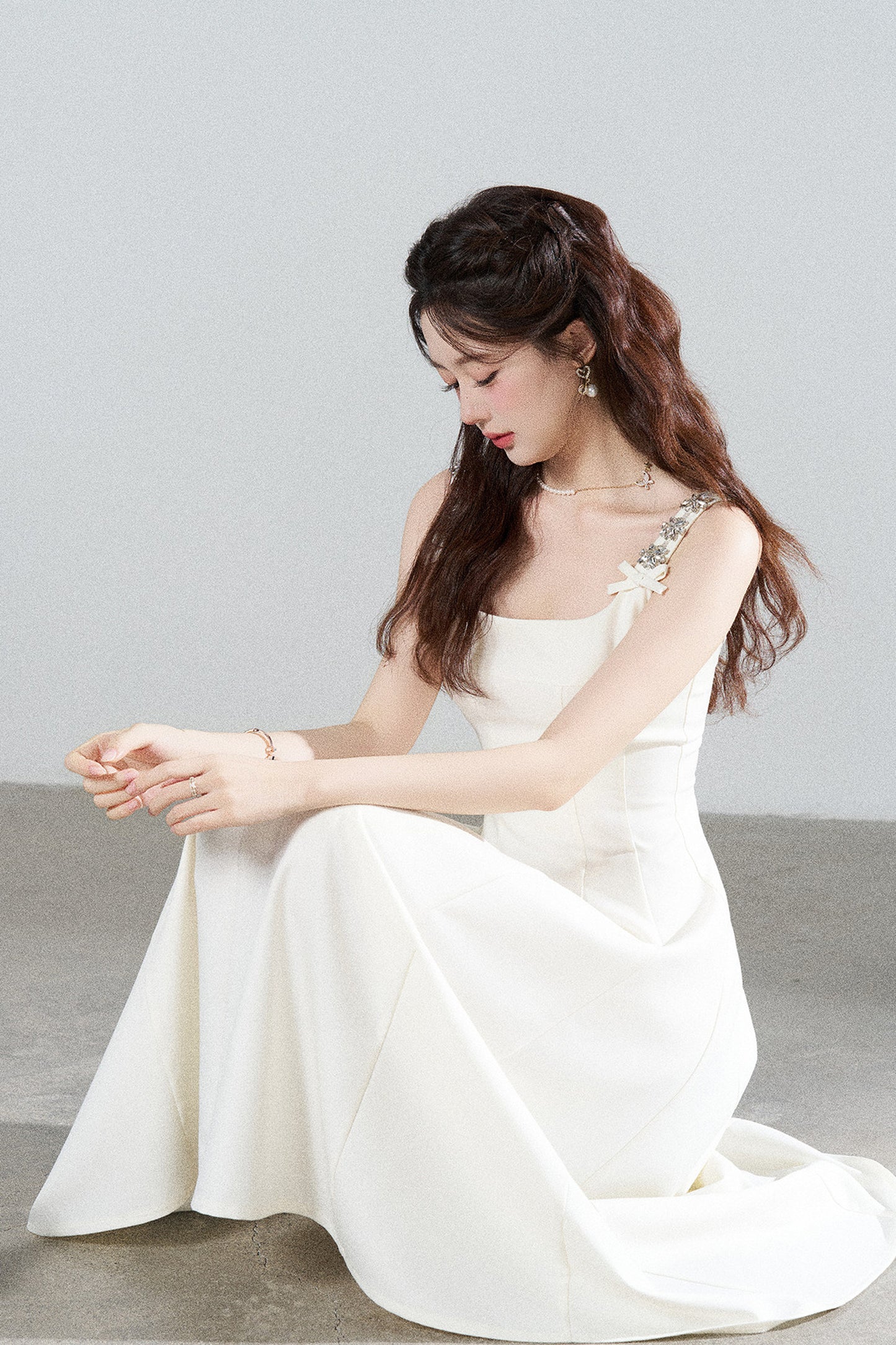 Elegant White Drapey Dress
