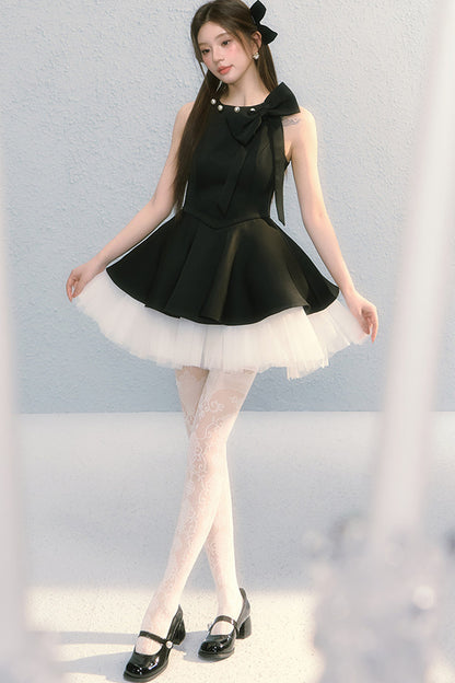 Robe sans manches obsidienne à nœud