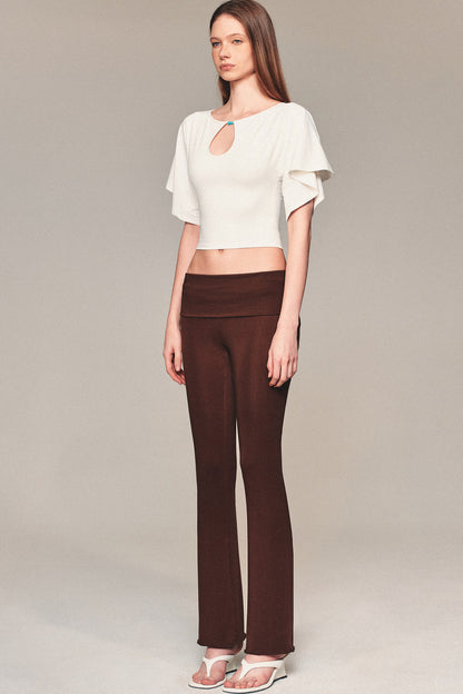 Water Drop Cutout Flutter Sleeve Blouse