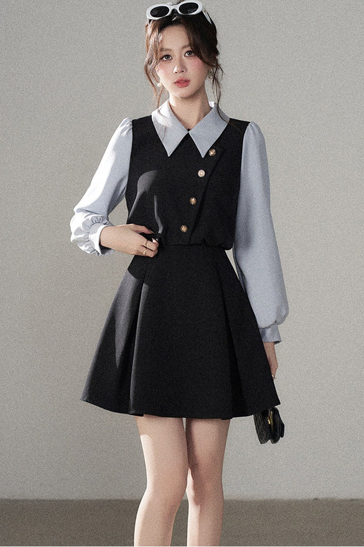 Berkeley Style Contrasting Sleeve Short Dress