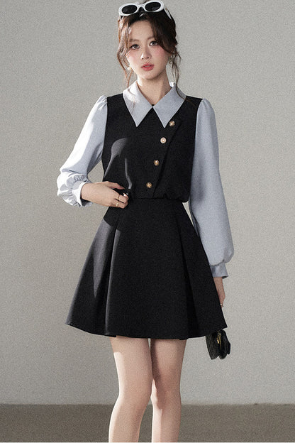 Berkeley Style Contrasting Sleeve Short Dress