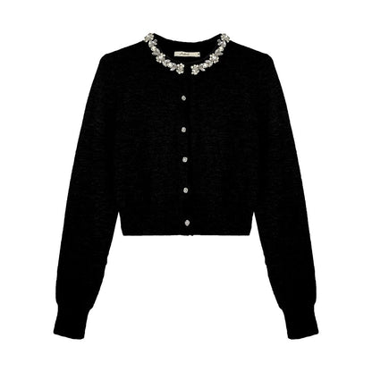 Diamond Knit Cardigan Suede Skirt Set-Up