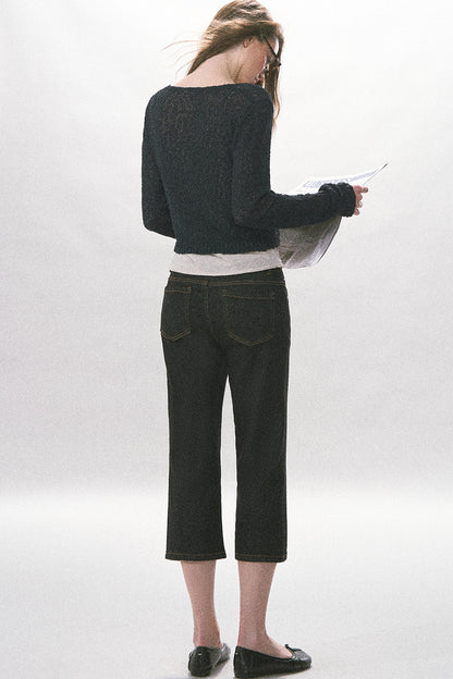 Textured Hollow-Out Knit Cardigan Jacket