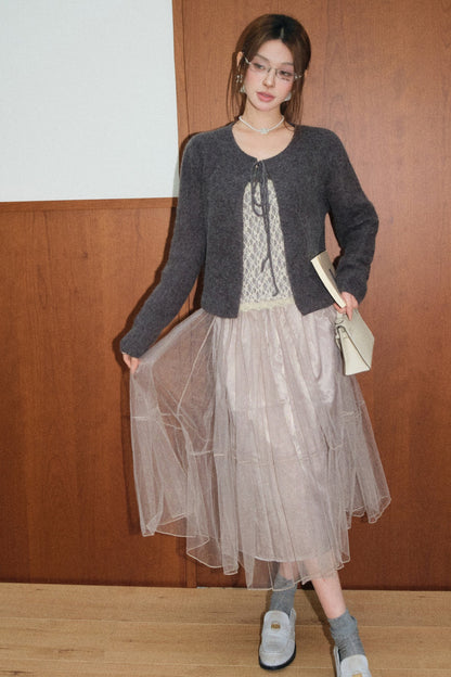 Lace Cardigan and Skirt Set-Up