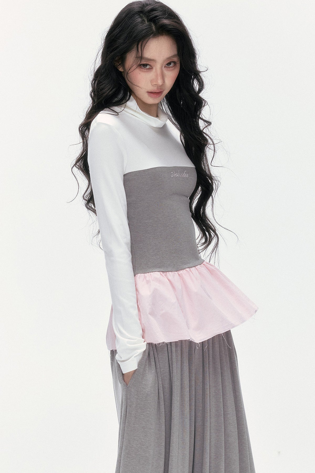 Tencel Wool Layered-Look Top and Lantern Pants Set-Up