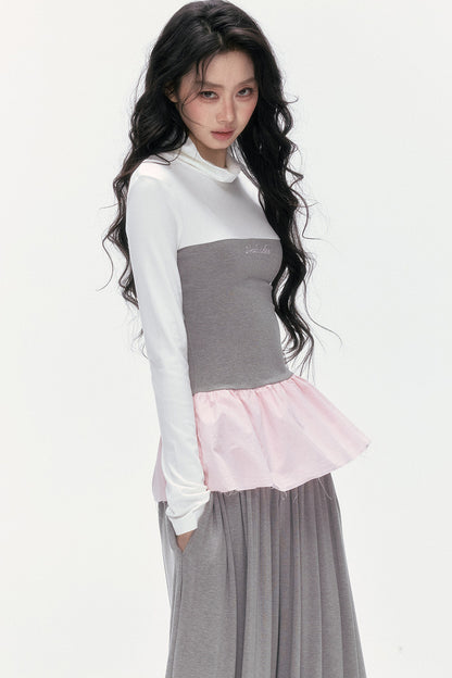 Tencel Wool Layered-Look Top and Lantern Pants Set-Up
