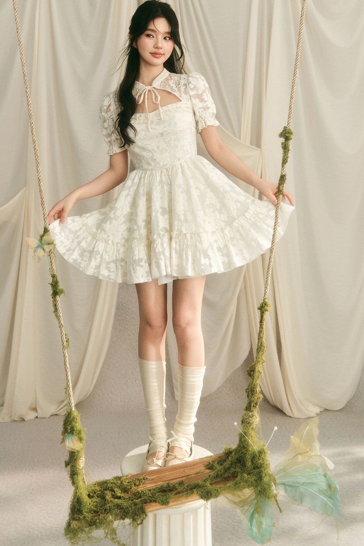 Chinese Style Princess Puff Sleeve Dress