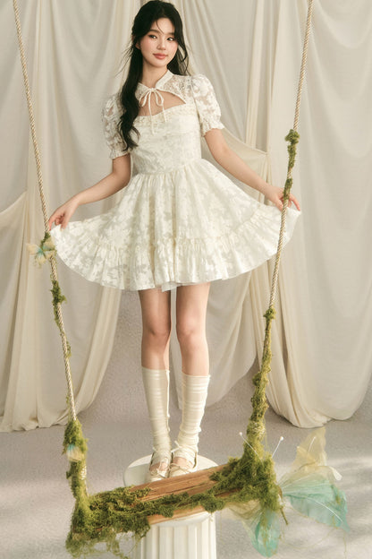 Chinese Style Princess Puff Sleeve Dress