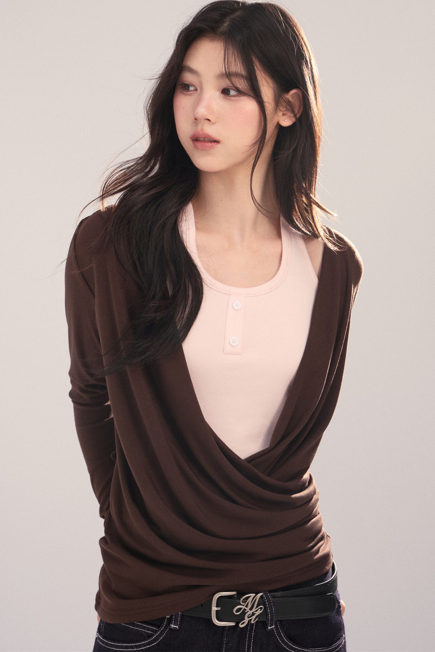 Layered-Look Long-Sleeve Top