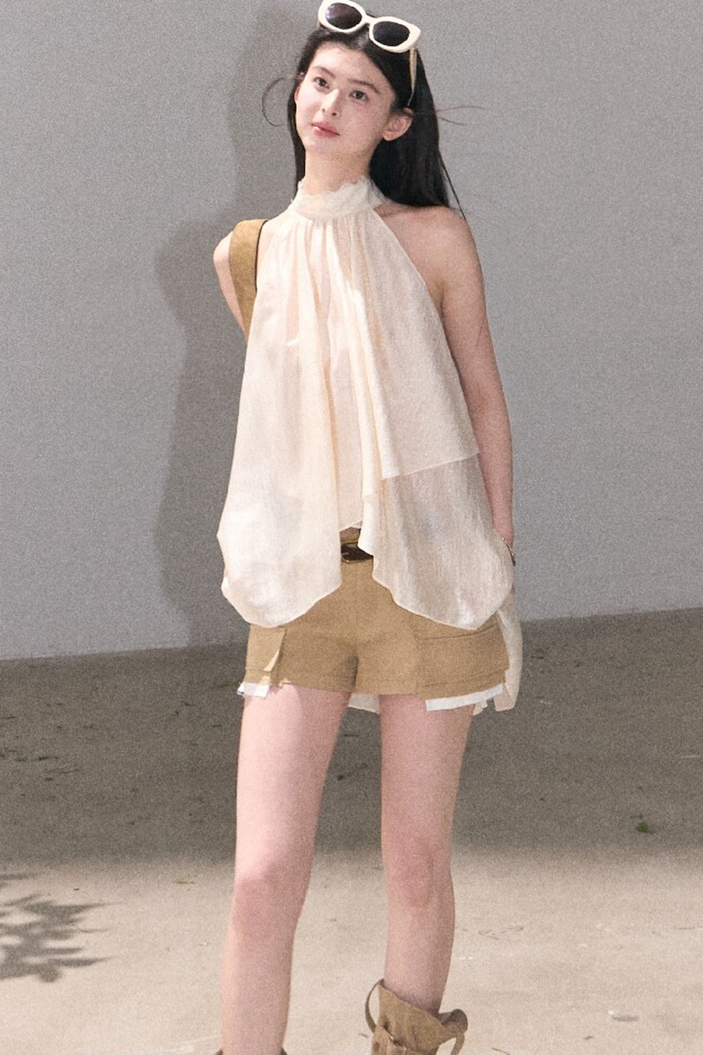 Color-Blocked Linen Pants