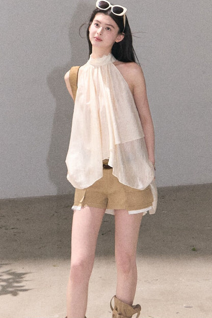 Color-Blocked Linen Pants