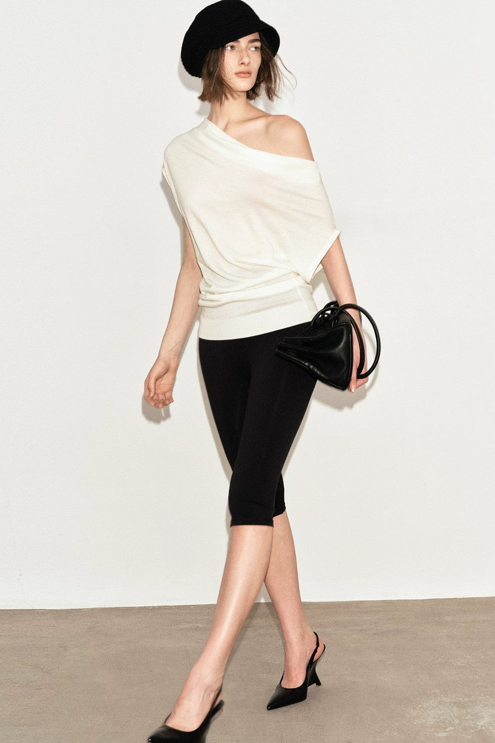 Tencel Wool Off-Shoulder Top