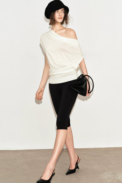 Tencel Wool Off-Shoulder Top