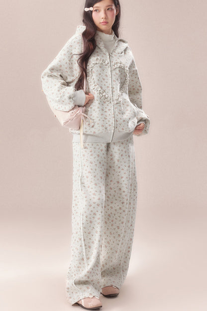 Floral Heart Hoodie and Scimitar Pants Set-Up