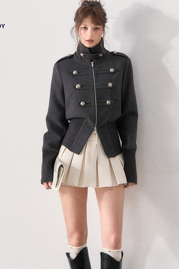 Napoleon Style Double-Breasted Woolen Coat