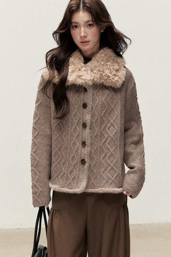 Maple Sugar Fur Collar Knit Sweater
