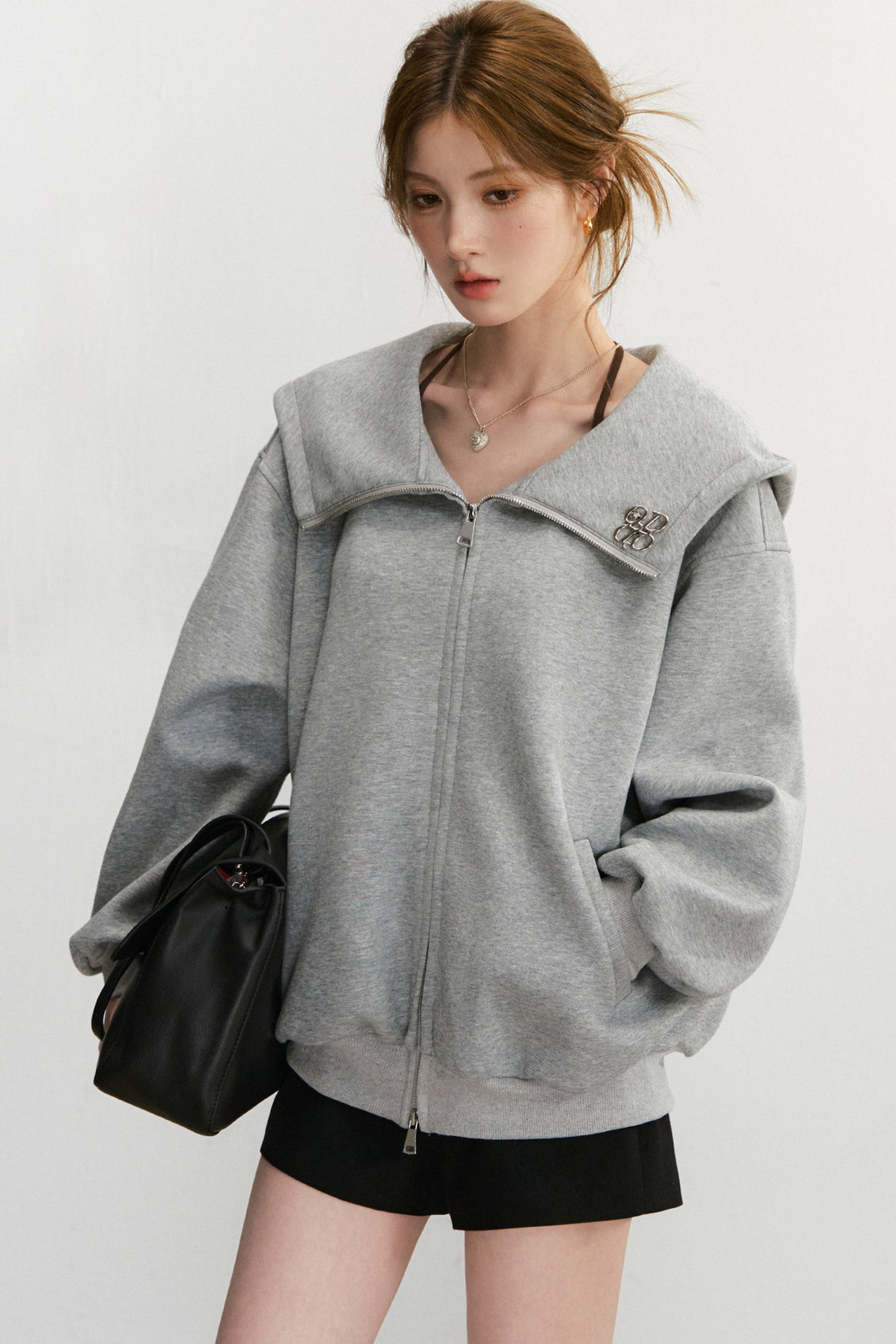 Large Lapel Hooded Cardigan