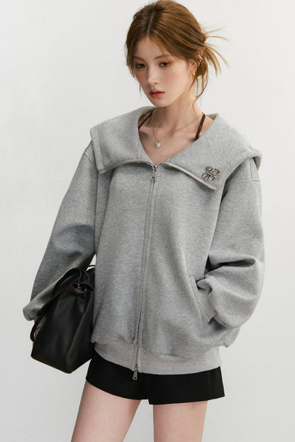 Large Lapel Hooded Cardigan