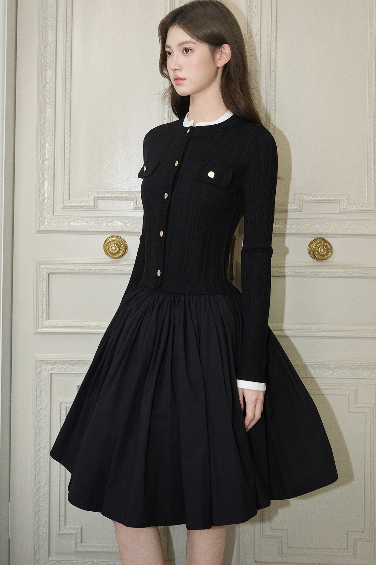 Pleated A-Line Midi Skirt