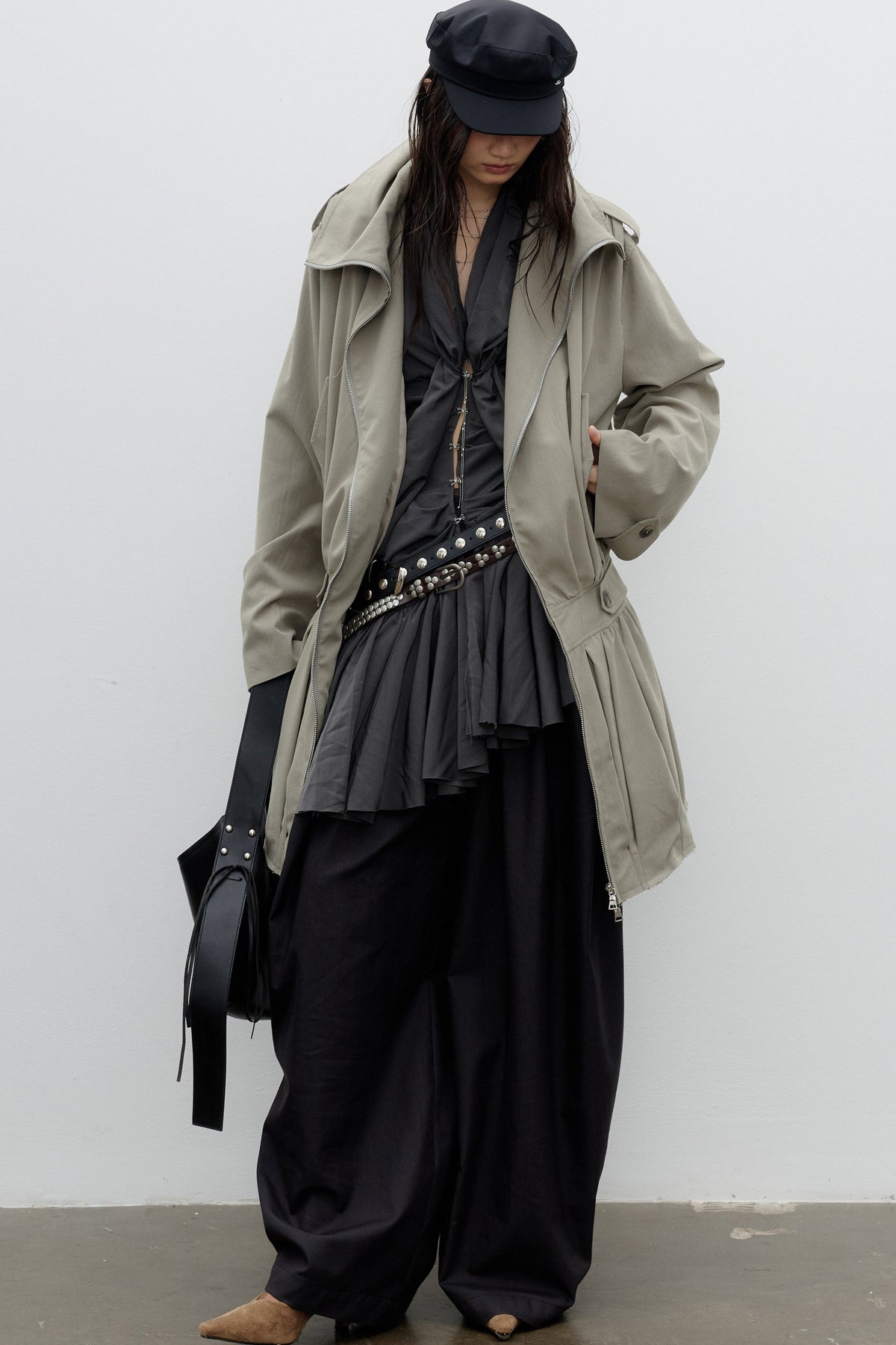 Sculptural Pleated Balloon Windbreaker