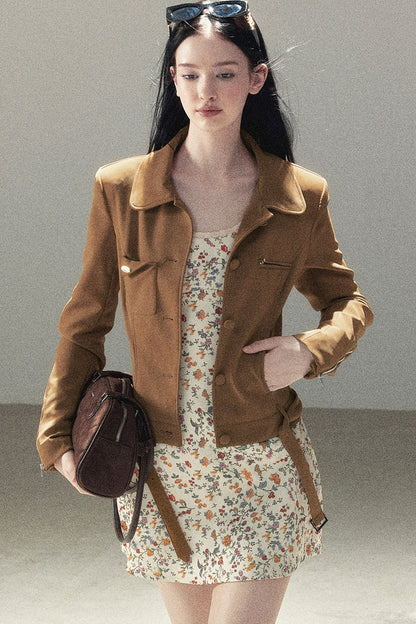 Veste courte style daim PU